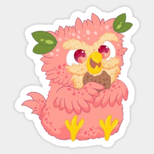 little peach owl with yummy cookie- for Men or Women Kids Boys Girls love owl Sticker